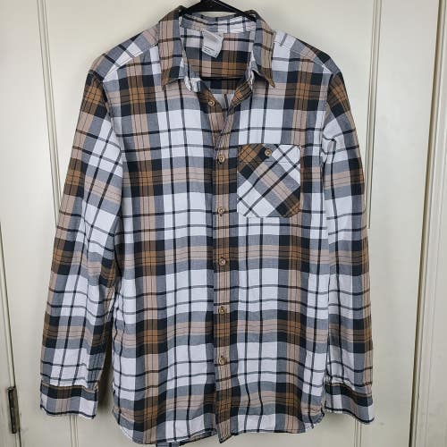 The North Face Mens Plaid Button Up Shirt Long Sleeves Hiking Brown Size: M