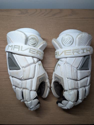 White Maverik M5 Lacrosse Gloves (Used)