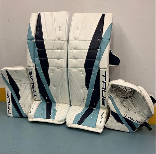 FULL SET FACTORY CUSTOM!!! 33+2" True Catalyst 7x6 FLX+ Goalie Leg Pads, Glove & Blocker
