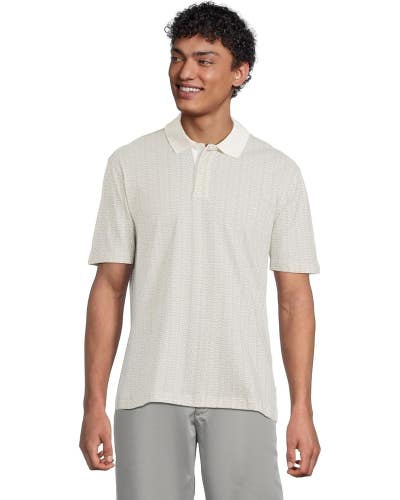 Armani Exchange Polo Shirt Men's Small Off White Pique Short Sleeve Golf RED1398