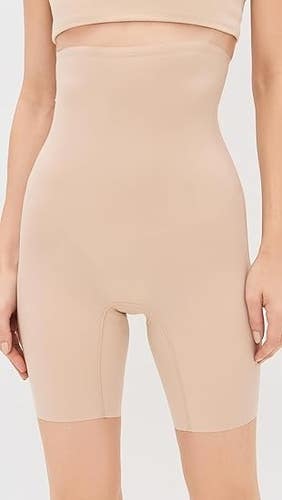 Commando Zone Smooth High Waisted Control Shorts Women's XS Beige Pull On ASM214