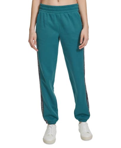 Calvin Klein Performance Eco Joggers Pants Women's Small Teal Fleece Logo FTS484