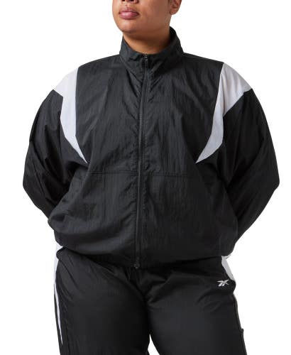 Reebok Plus Size Jacket Womens 1X Black Colorblocked Long Sleeve Full Zip FTS447