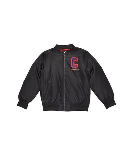 Converse Chenille Bomber Jacket Kids Small Black Long Sleeve Full Zip GBO319