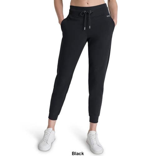 Dkny Sport Jogger Pants Womens XL Black Fleece Logo Rhinestone Drawstring FTS413