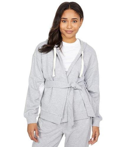 BCBGeneration Hoodie Women's Large Heather Gray Wrap Tie Long Sleeve GBO290