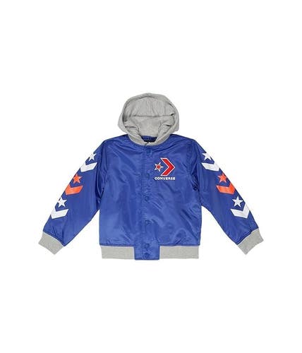 Converse Star Chevron Bomber Jacket Boys Medium Blue Long Sleeve Hooded GBO307