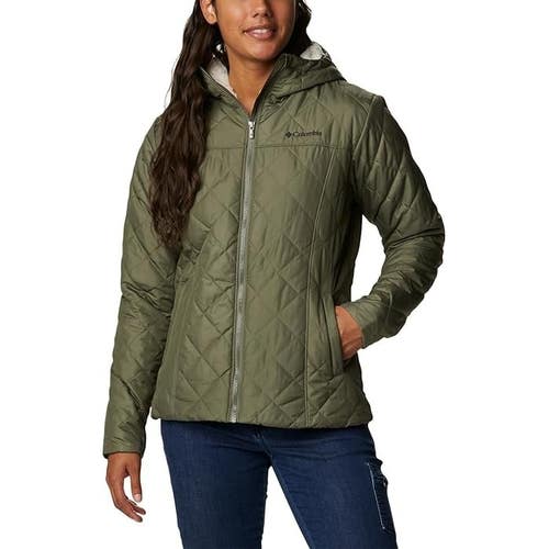 Columbia Copper Crest Jacket Womens 3X Plus Green Qulited Full Zip Hooded FTS401