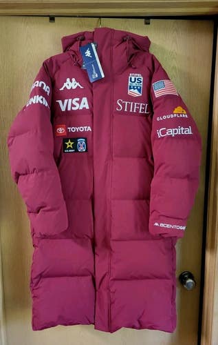 Stifel US Ski Team Womens Puffer Long Ski Coat Red Pomegranate Medium New! TEAM ISSUED!