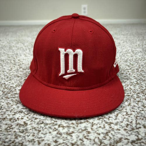 Minnesota Twins Hat Cap Fitted Mens 7 3/8 Red MLB Baseball New Era 59FIFTY Wool