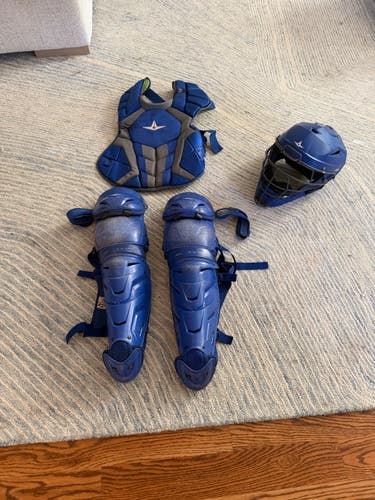 Blue All Star System 7 Axis Catcher's Set (Used) MVP Pro Helmet