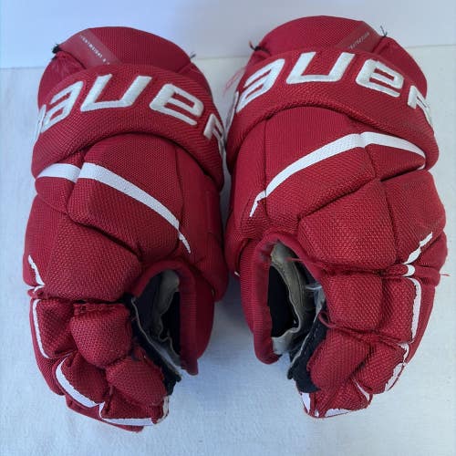Int Size 12 Inch Bauer Vapor 3X PRO Ice Hockey Player Gloves. Red