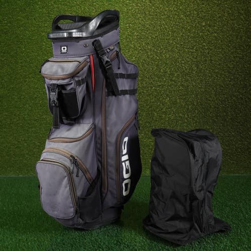 OGIO ALPHA Convoy 514 14-Way Cart Golf Bag Gray / Black W/ Hood & Accessories