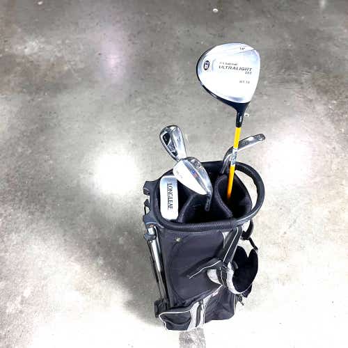 US Kids Ultralight Wt-10 Club Set Driver 8 PW , SW Putter 63" Yellow JR RH +Bag