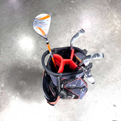 US Kids Ultralight Wt-20u Club Set Driver 6 & 8 PW Putter 51" Orange JR RH +Bag