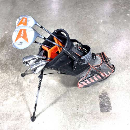 US Kids Ultralight WT-20s Club Set DR 3W 4H 7i PW Putter 51" Orange JR RH +Bag