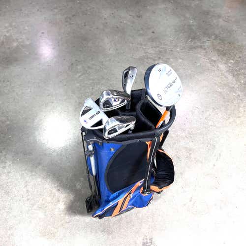US Kids Ultralight Wt-20 Club Set 3W 6i & 8i PW Putter 51" Orange Junior RH +Bag