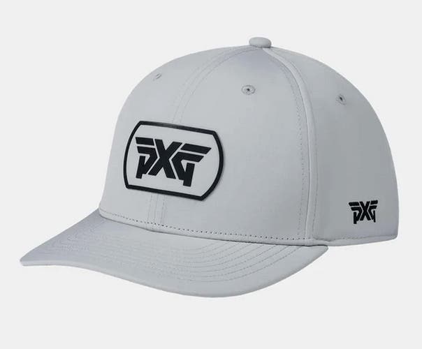 NEW PXG 6 Panel Dog Tag Low Crown Grey/Black Adjustable Snapback Golf Hat/Cap