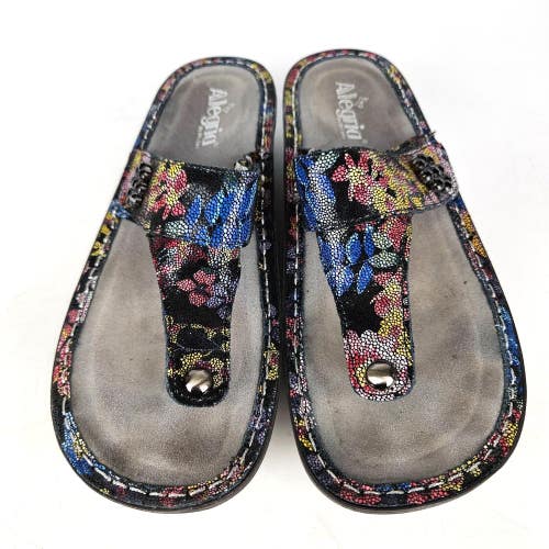 Alegria Carina CAR 852 Thong Floral Blue Wedge Sandals Womens Shoe Size: 41 / 11