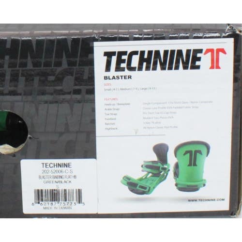 Technine Blaster (Grn/Blk) Snowboard Bindings- Size Small (Fits US Size 4-7) NEW