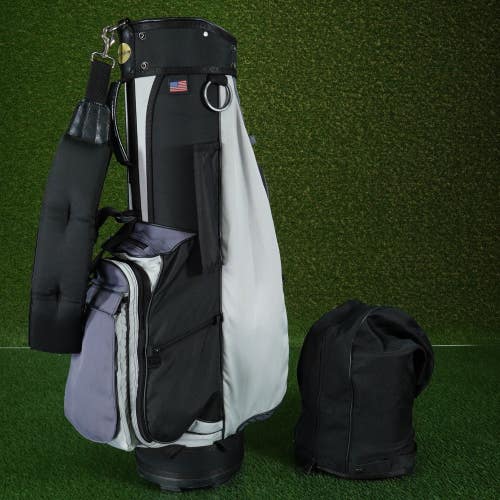 BENNINGTON CART/CARRY BAG 14-WAY PADDED FULL DIVIDERS GOLF BAG BLACK/GRAY ~ WOW!