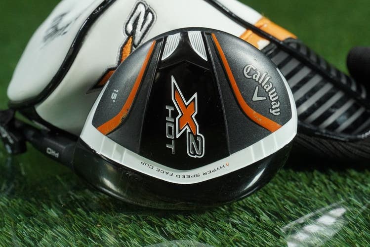 CALLAWAY X2 HOT PRO 3 WOOD FAIRWAY ALDILA TOUR STIFF FLEX RH 15 + HEADCOVER