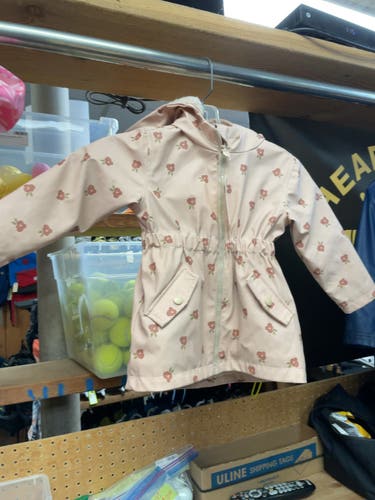 Floral Hooded Rain Jacket Size 24M Beige