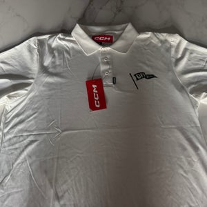 White Large Men's CCM Polo Shirt (New)