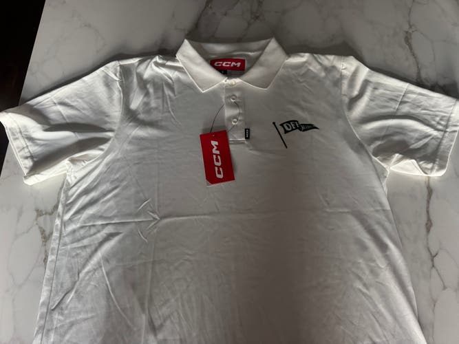 White Large Men's CCM Polo Shirt (New)