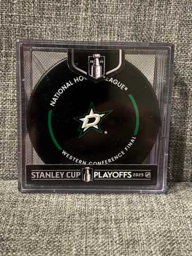 Dallas Stars 2025 NHL Western Conference Finals Official Game Puck with Case
