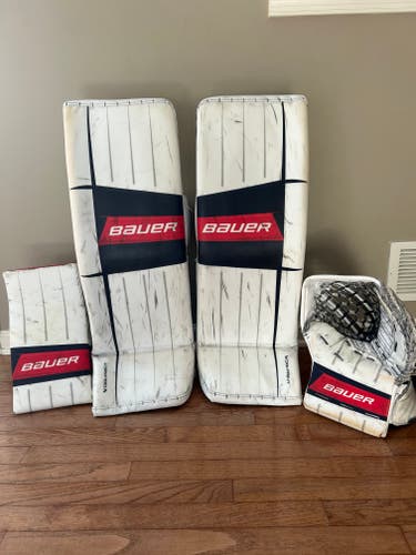 Bauer Custom Goalie Set - FlyLite Pads (33") & Blocker + Shadow Glove (Sr Small) (Used)
