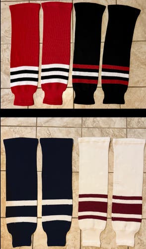 Ice Hockey Socks Four Pairs Knit Senior Large 27-29" (Used)