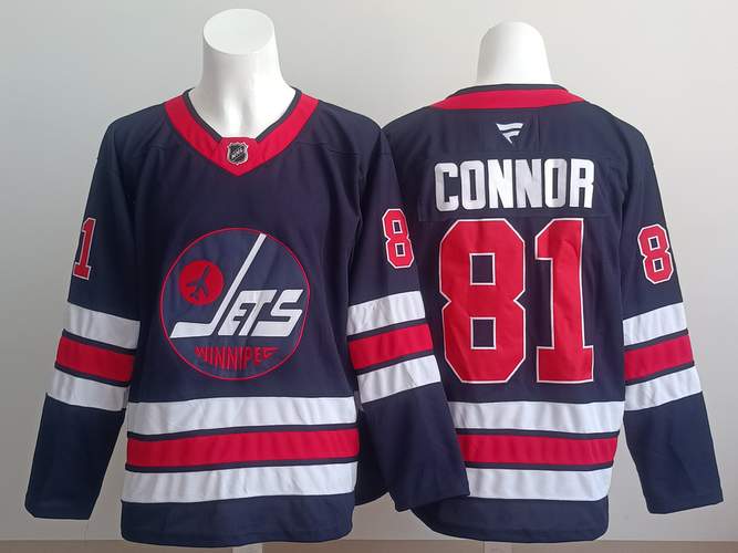 Men's Winnipeg Jets Kyle Connor #81 Stitched Navy Jersey Ice Hockey Jersey size 52