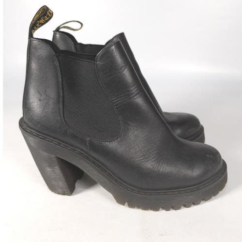 Dr. Martens Hurston Black Leather Heeled Chelsea Boots Womens 8 US L 39 EU