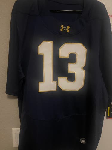 Blue Large Adult Unisex Under Armour Jersey (New) Notre Dame CJ Carr