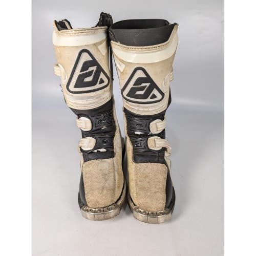 Answer Racing AR1 Youth Motocross Boots Black White Size Y1 Kids Dirt Bike
