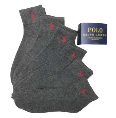 Polo Ralph Lauren Quarter Crew Socks 6-Pack Classic Sport Gray