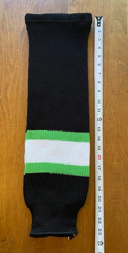 AK Knit Ice Hockey Socks 23-25" M/M Black White Lime Green Stripe