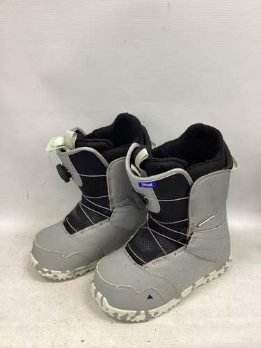 Used Burton ZIPLINE BOA Girls Snowboard Boots Grey Junior 06 11851-S000054562