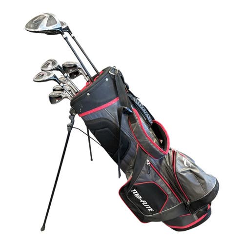 Used Top Flite 9 Piece Mens Golf Package Set Right Handed White/Black/Red 11735-S000371074