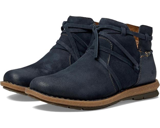 Born Tarkiln BR0013634-410 Boots Women's US 11 Navy Leather Ankle Bootie VER1197