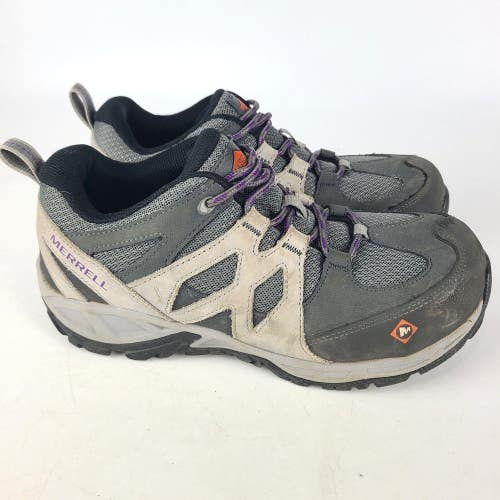 Merrell Work Shoes Womens Siren Gray Steel Toe Comfort Work Sneakers Size 8 M