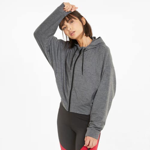 Puma Cloudspun Training Hoodie Womens L Grey Full-Zip Stretch Long Sleeve RED470
