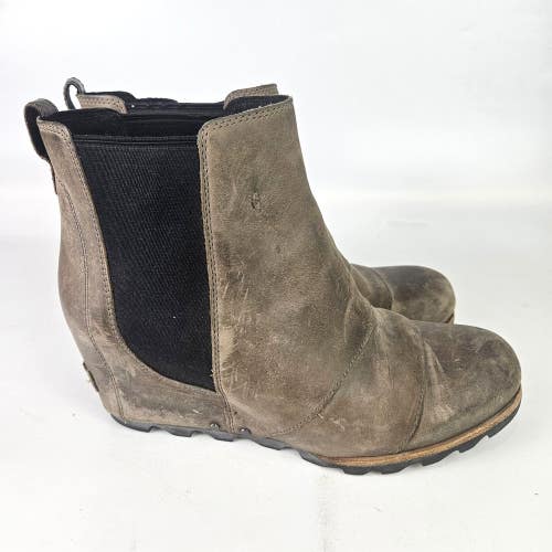 Sorel Lea Wedge Chelsea Boots Womens Size 10 Waterproof Leather