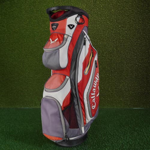 Callaway Chev Org Cart Golf Bag Red / White 14-Way Divider With Cooler Pocket
