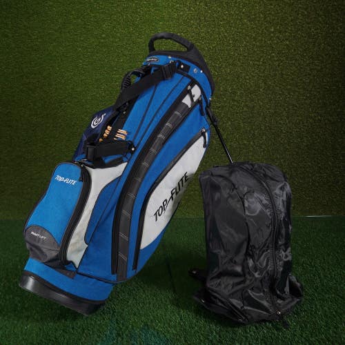 Top Flite Gamer Stand Bag Blue / Black 14-Way Divider W/ Cooler Pocket +Rainhood