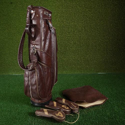 Vintage RAM Faux Leather Golf Bag Burgundy 3-Way, Hood & Head Covers ~ WOW!!