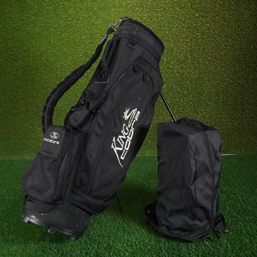 King Cobra Stand Golf Bag Compact Black 4-Way Divider, Rain Hood ~ Nice!!