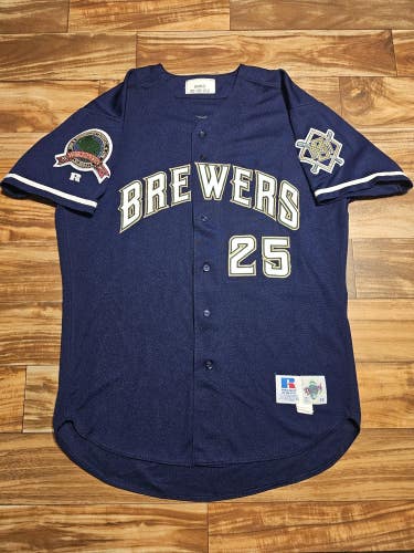 Vintage Game Worn Game Issued 1998 Home Milwauke Brewers #25 Brian Banks Jersey