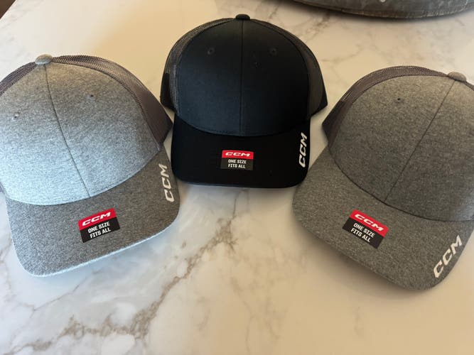 Lot of 3 Youth CCM Mesh Back Trucker Hats (New)